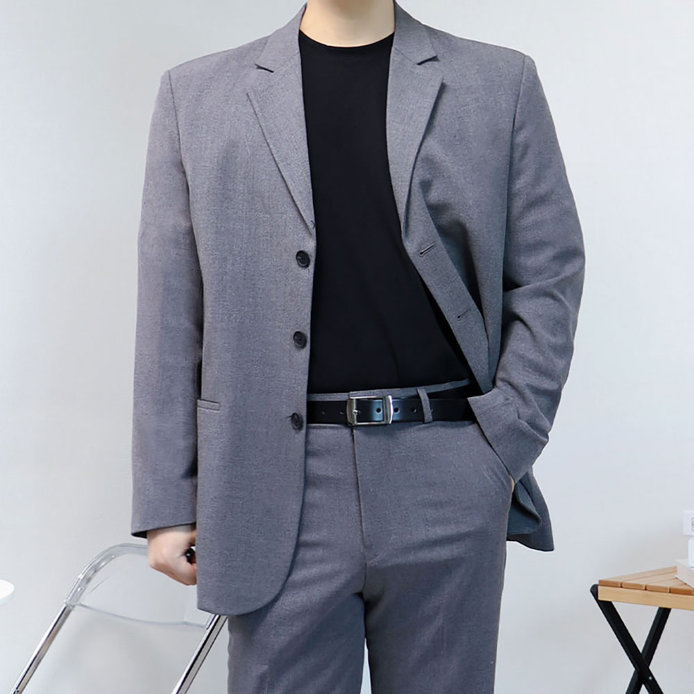 남자 차콜 다크그레이 정장 오버핏수트