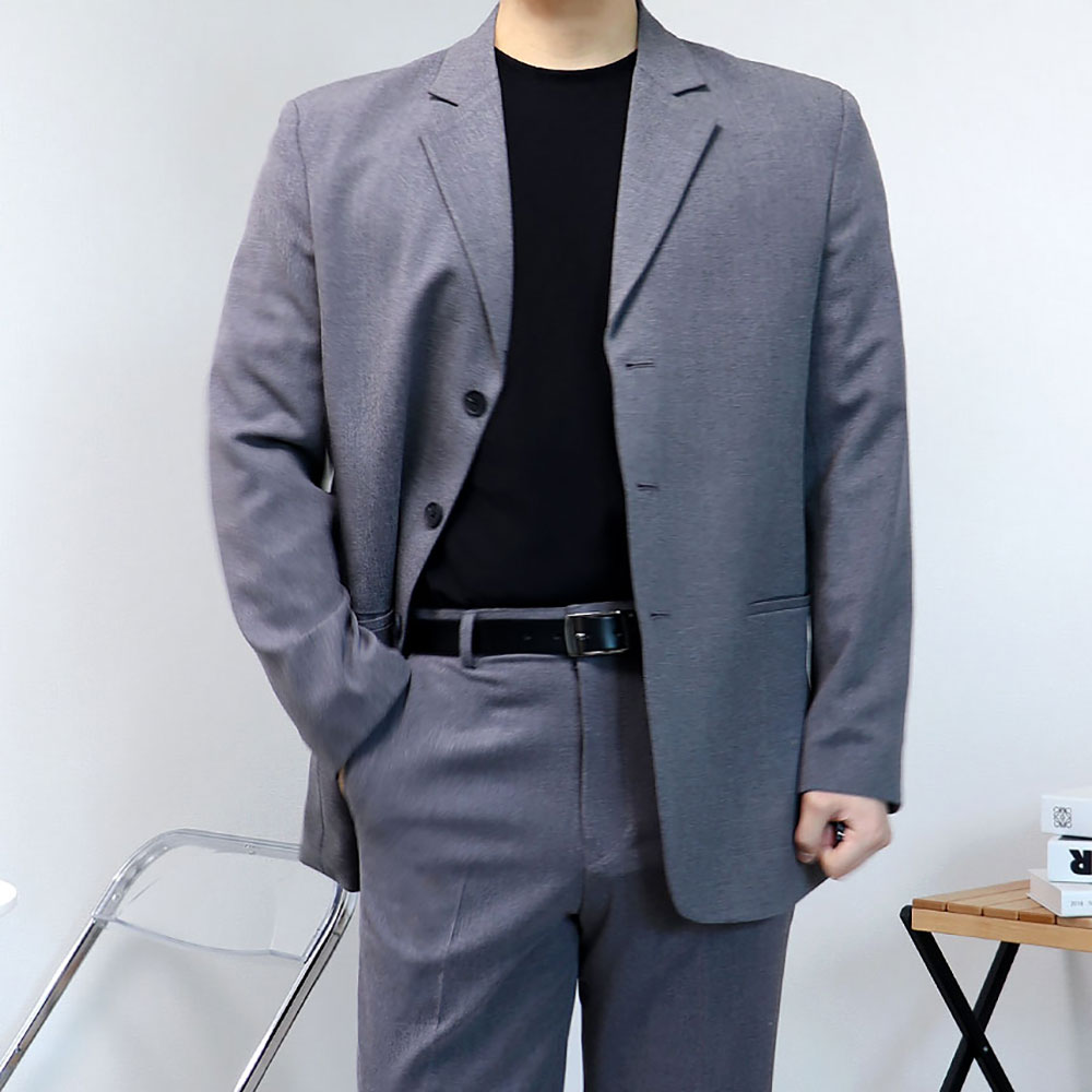 남자 차콜 다크그레이 정장 오버핏수트