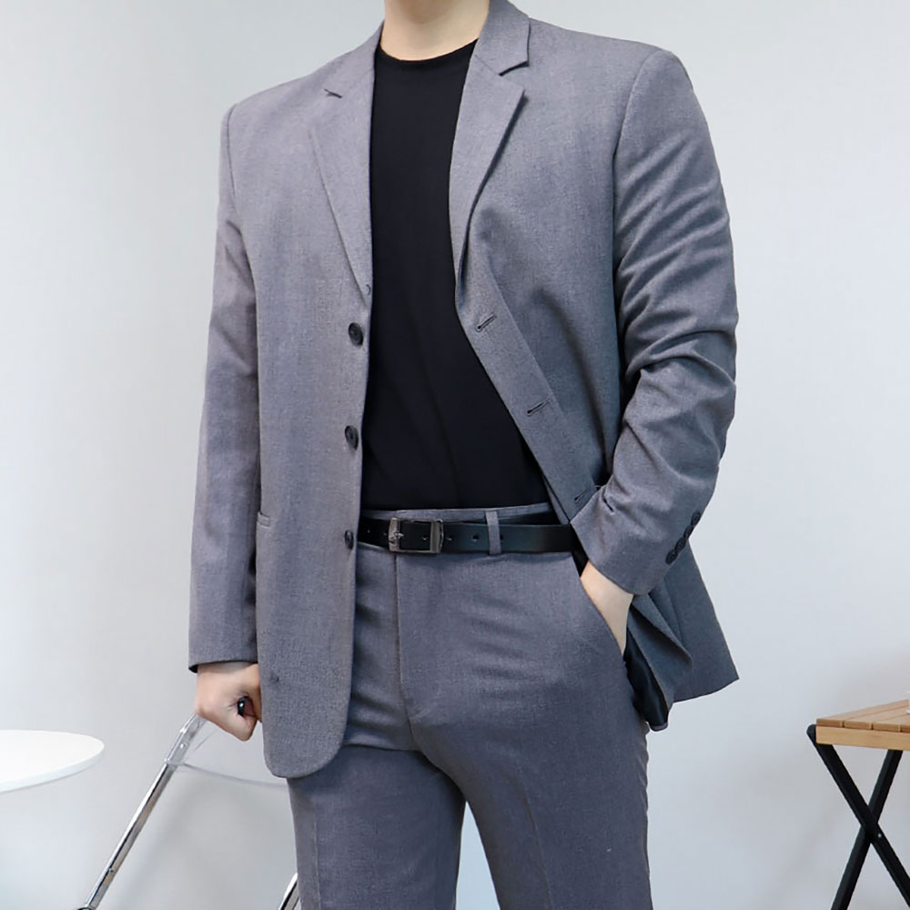 남자 차콜 다크그레이 정장 오버핏수트