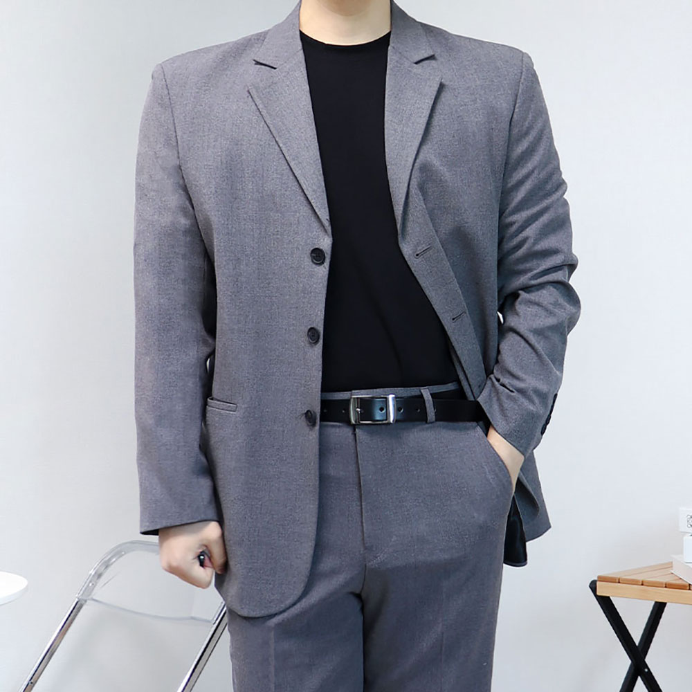 남자 차콜 다크그레이 정장 오버핏수트