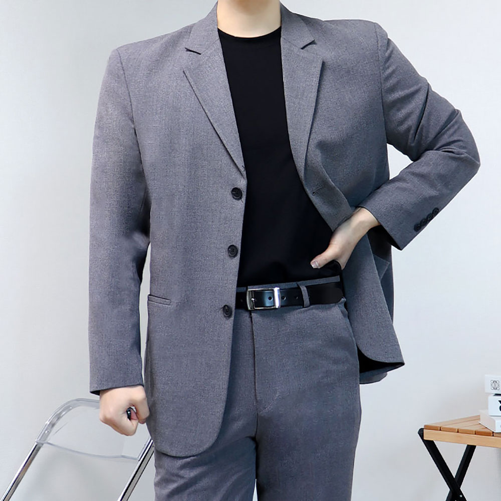 남자 차콜 다크그레이 정장 오버핏수트