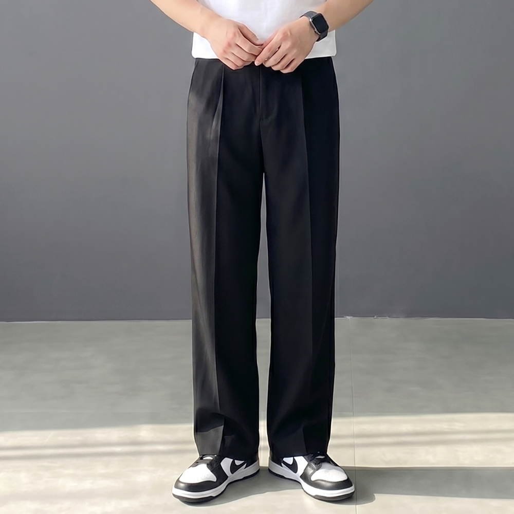 남자 린넨 여름 세미 와이드 밴딩 팬츠