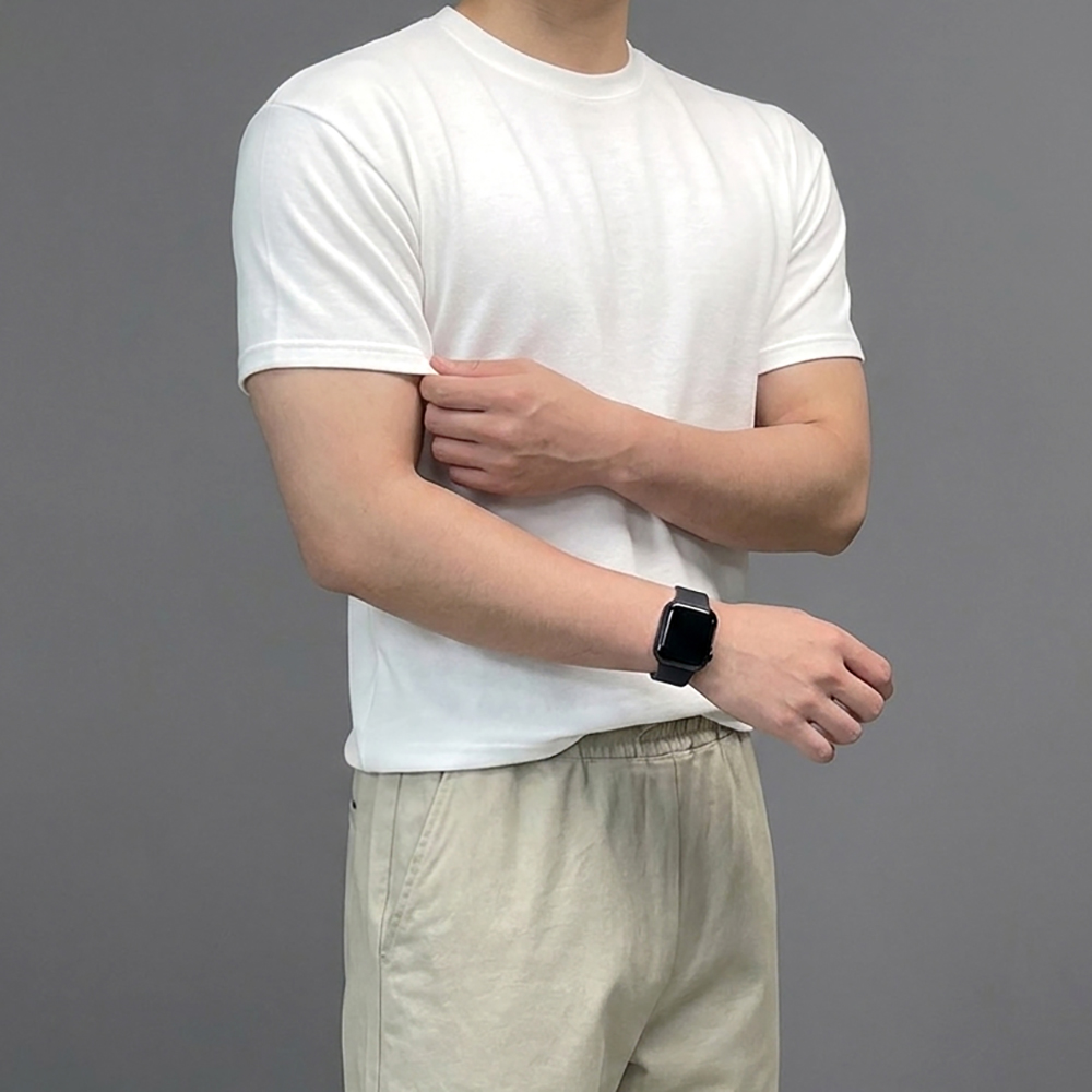 남자 크롭 와플 두꺼운 머슬핏 반팔 티셔츠