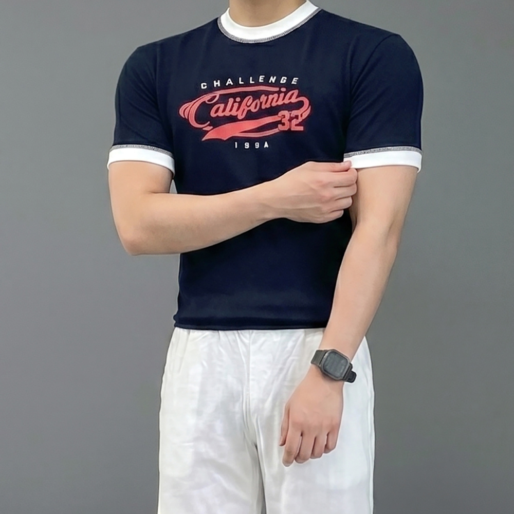 남자 머슬핏 10수 두꺼운 링거 크롭 반팔