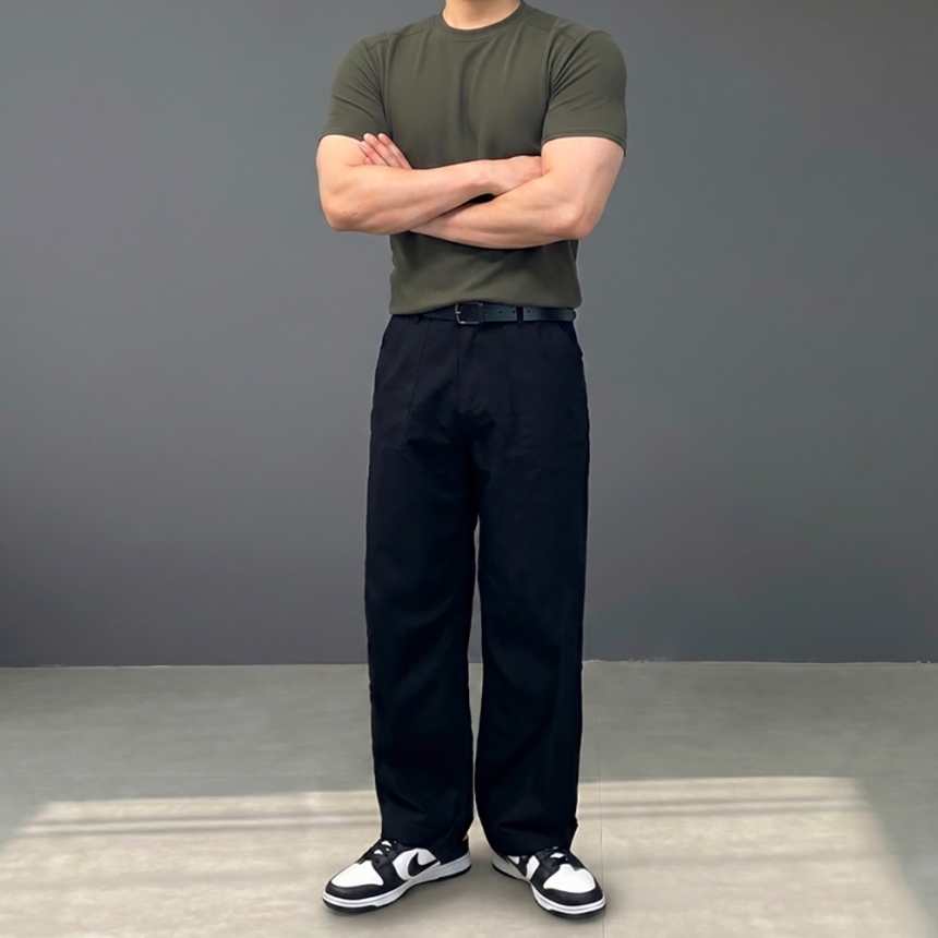 남자 와이드 퍼티그 워크 팬츠 아메카지 바지