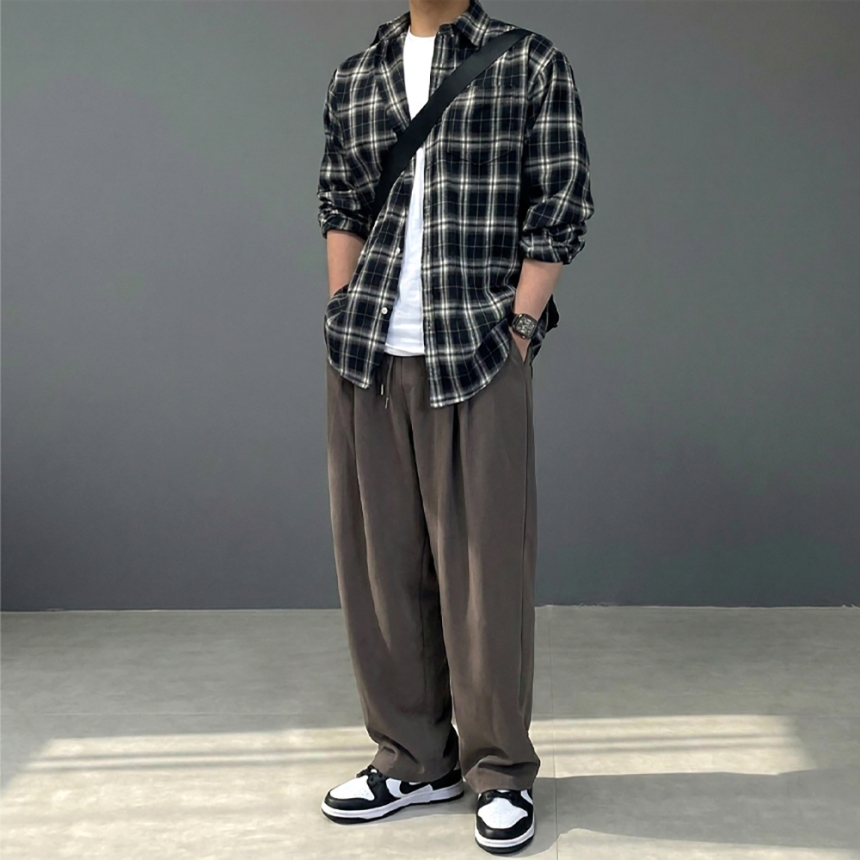 남자 셔켓 마드라스 플란넬 체크 셔츠