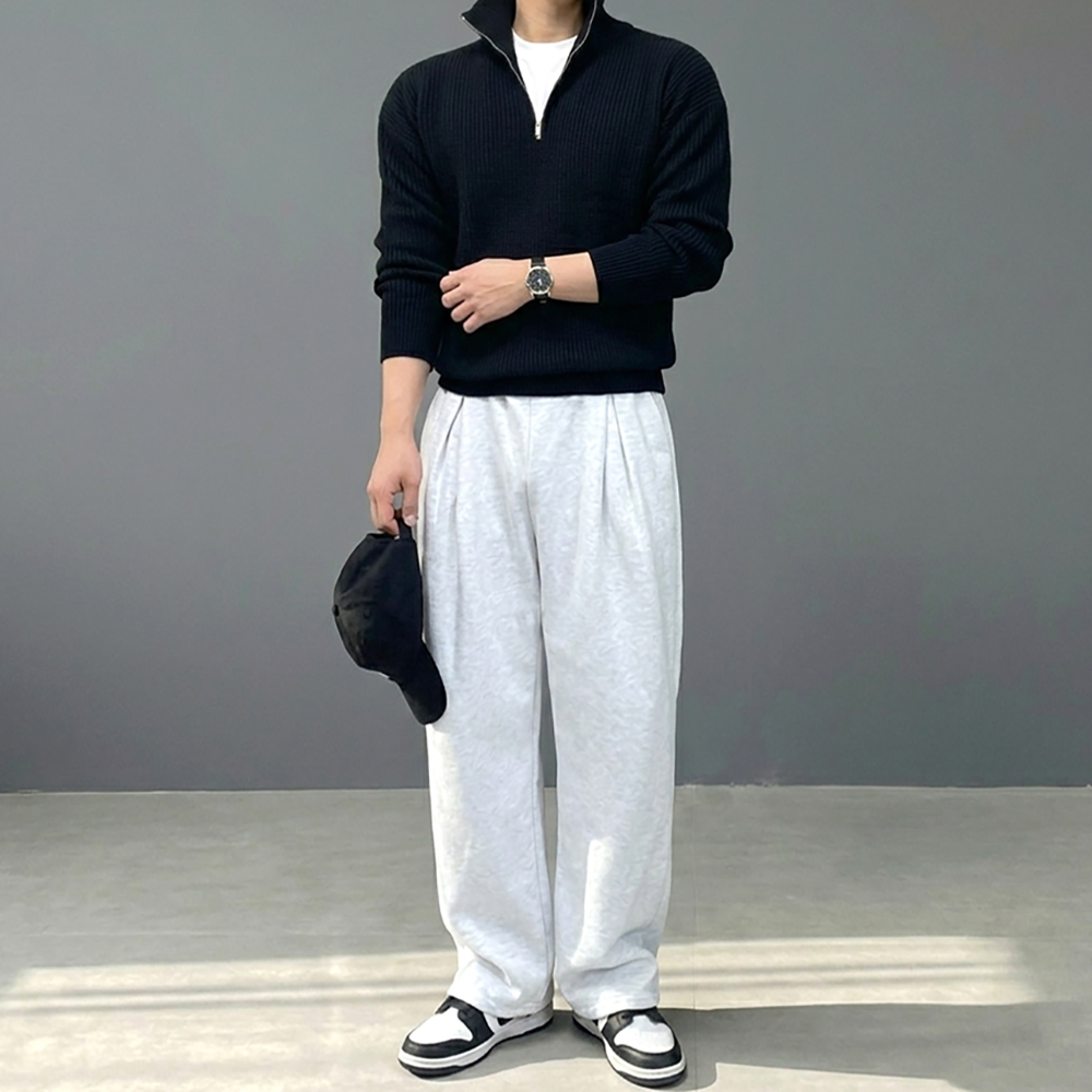 남자 항아리 바지 커브드 벌룬 트레이닝 팬츠