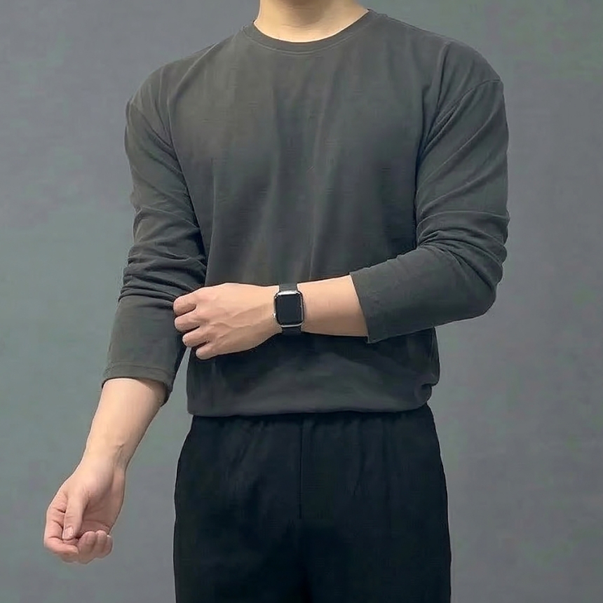 남자 피그먼트 워싱 긴팔 무지 레이어드 티셔츠