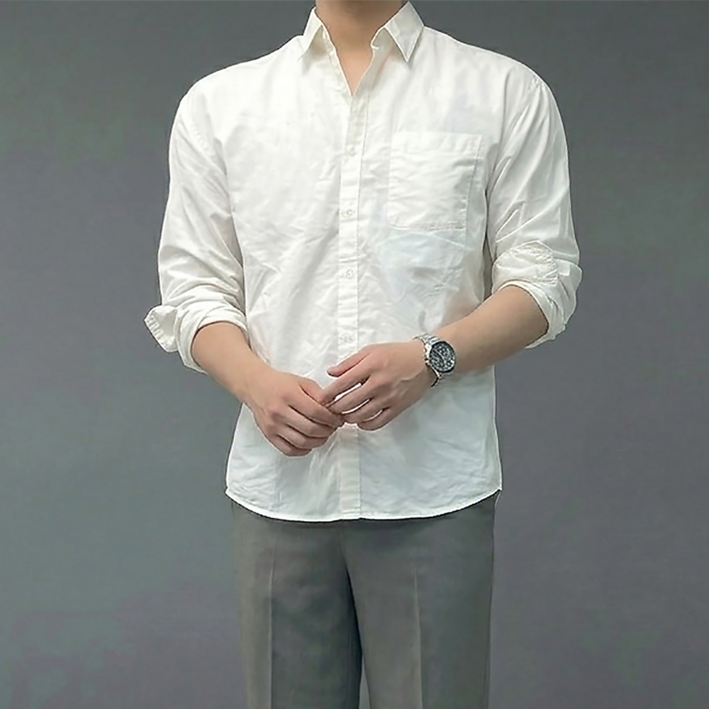 남자 셔켓 흰색 남방 아우터형 나일론 셔츠