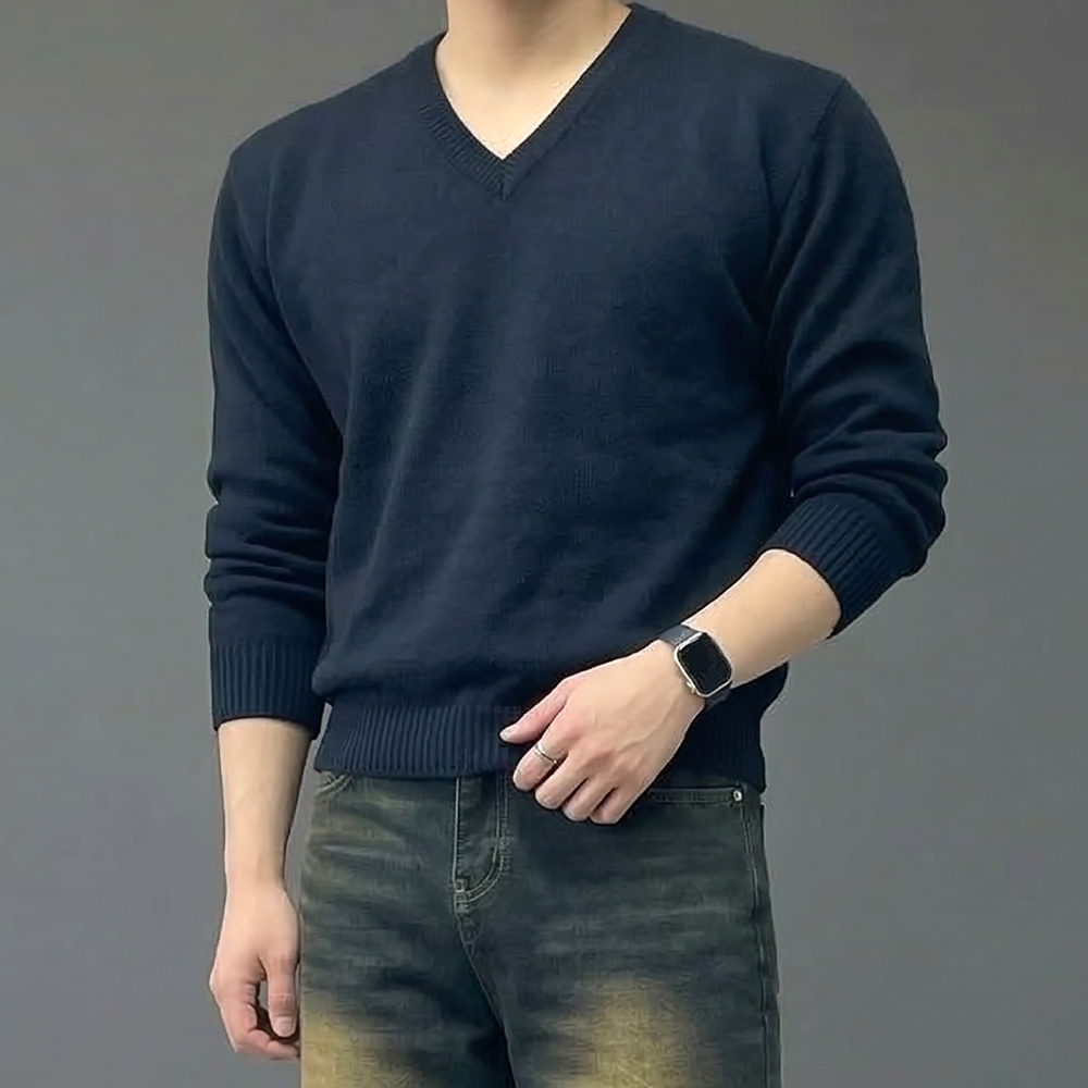 남자 브이넥 크롭 머슬핏 앙고라 니트