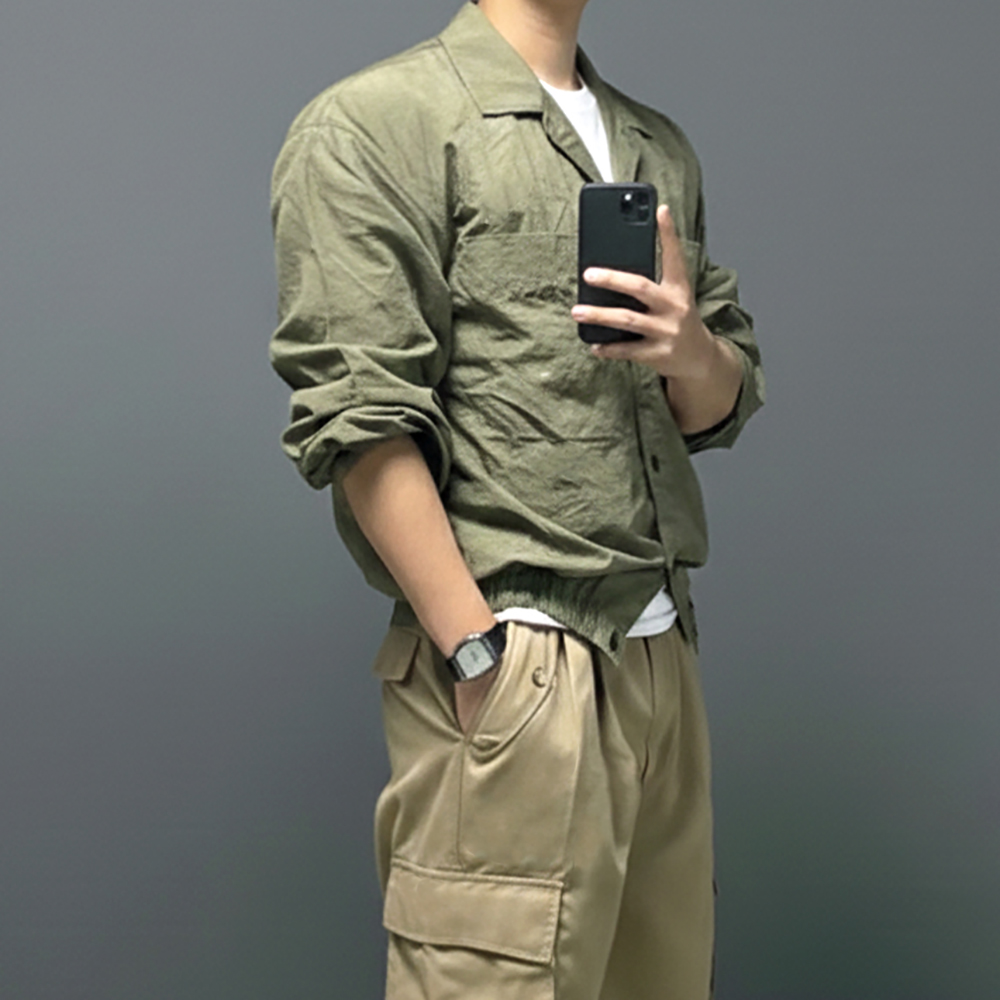 남자 크롭 바람막이 나일론 숏 오버핏 봄 자켓
