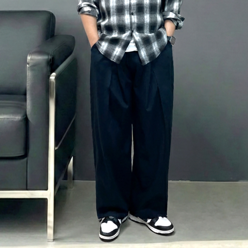 남자 커브드 치노 벌룬 와이드 팬츠 항아리 면 바지
