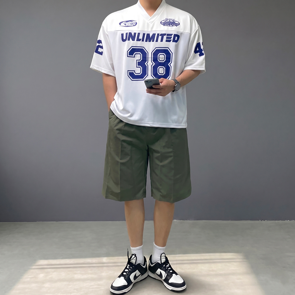 블록코어 럭비 메쉬 오버핏 짐웨어 반팔