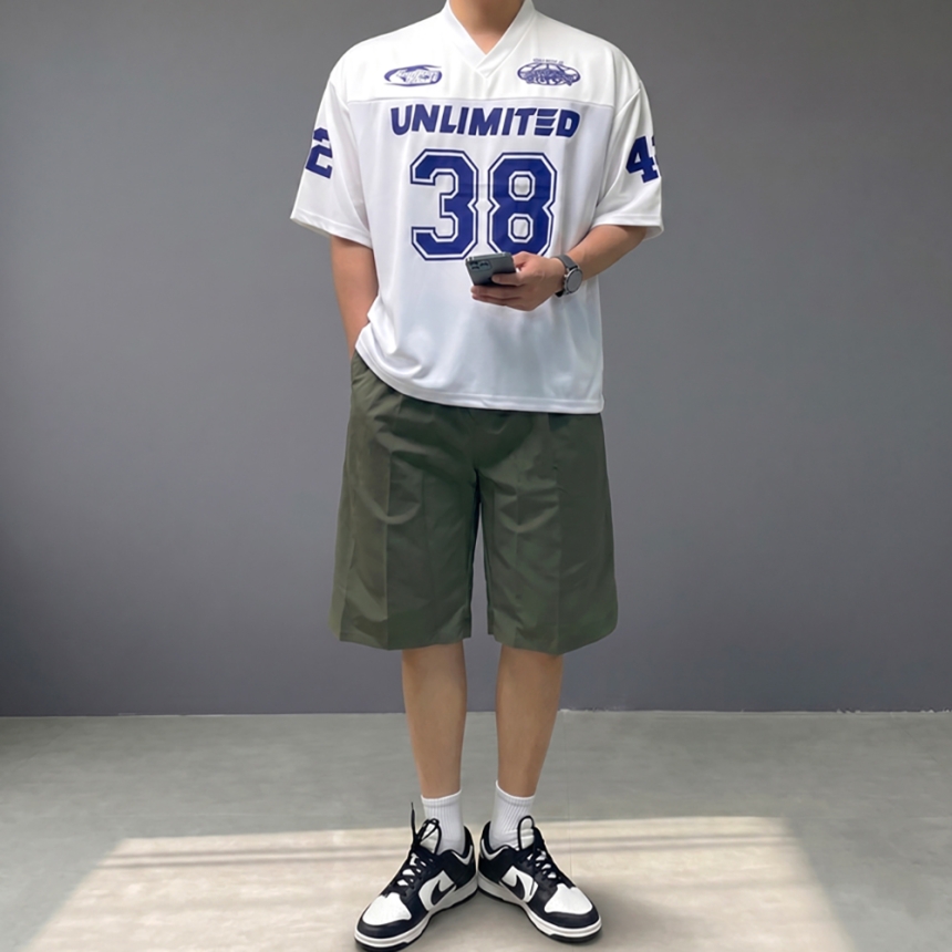 블록코어 럭비 메쉬 오버핏 짐웨어 반팔
