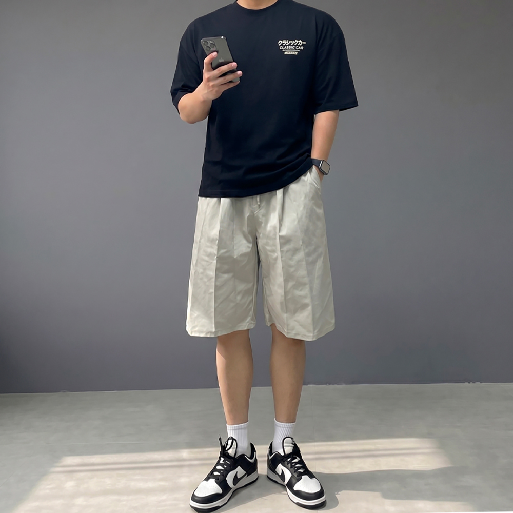 남자 두꺼운 10수 분또 7부 반팔 티셔츠