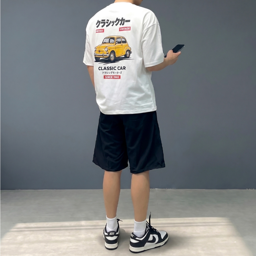 남자 두꺼운 10수 분또 7부 반팔 티셔츠