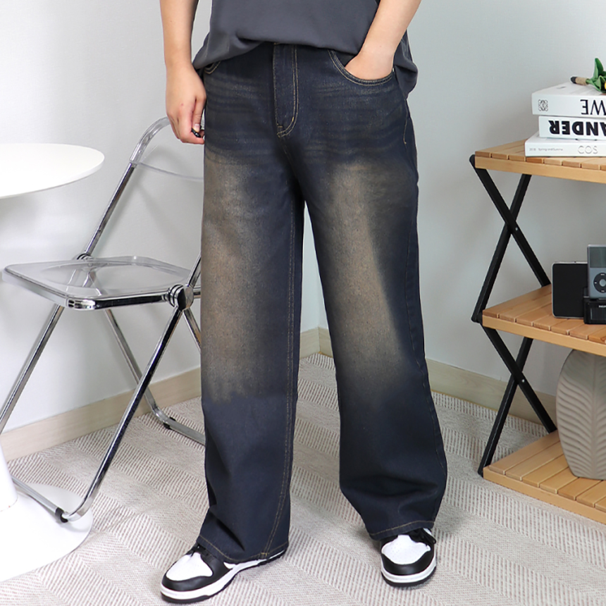 1+1 남자통청바지 흑청바지 벌룬데님