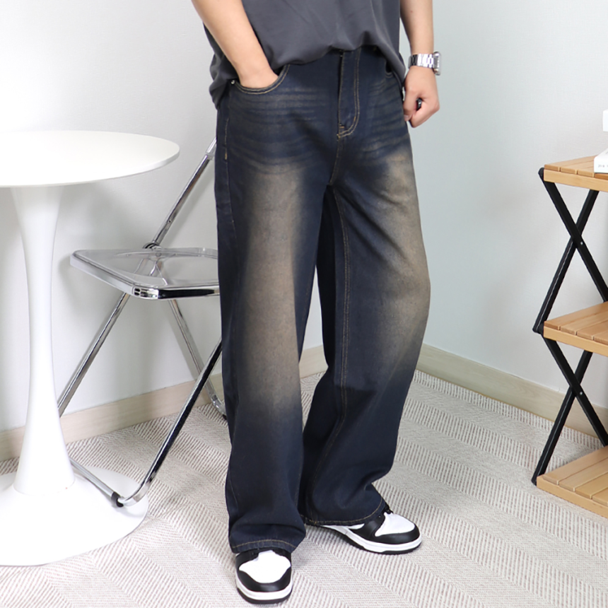 1+1 남자통청바지 흑청바지 벌룬데님