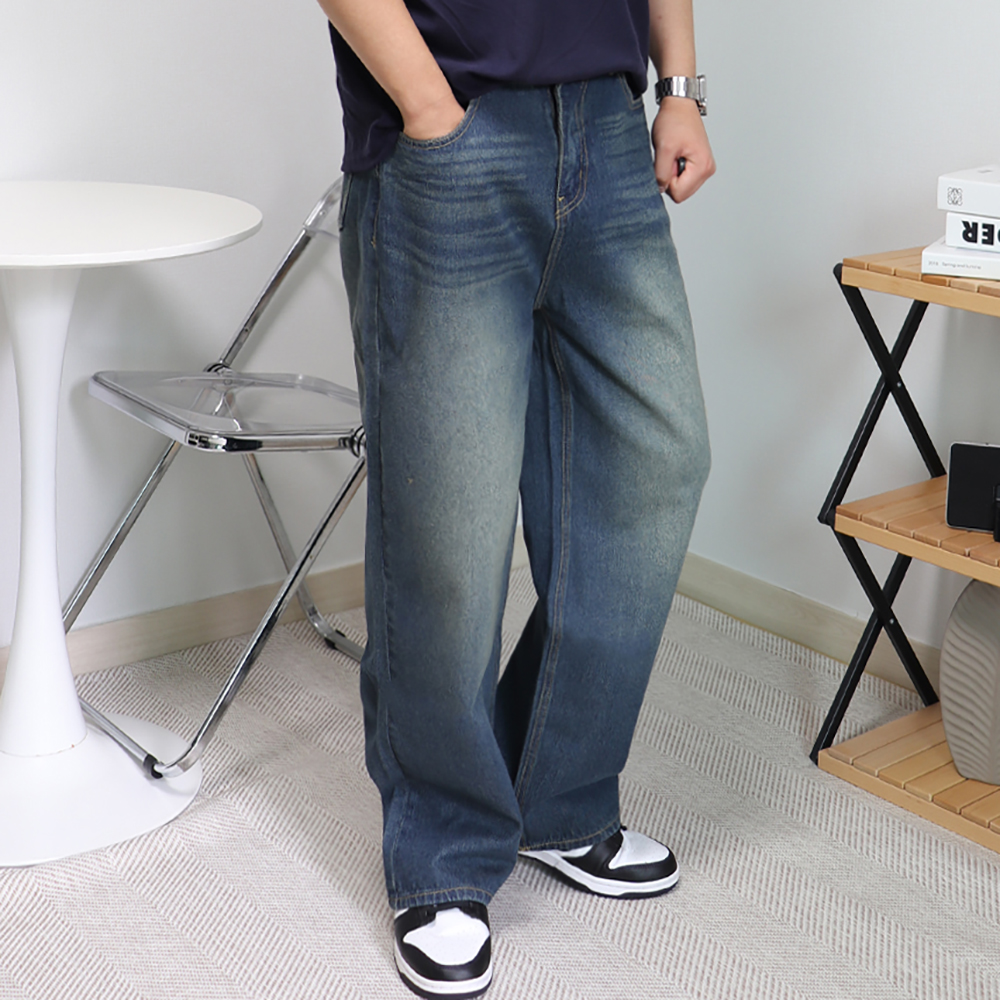 1+1 남자통청바지 흑청바지 벌룬데님
