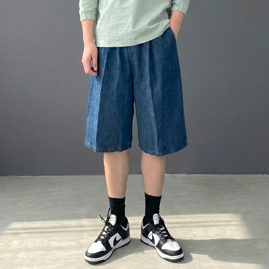 남성버뮤다청반바지 5부 와이드 데님 남자청반바지