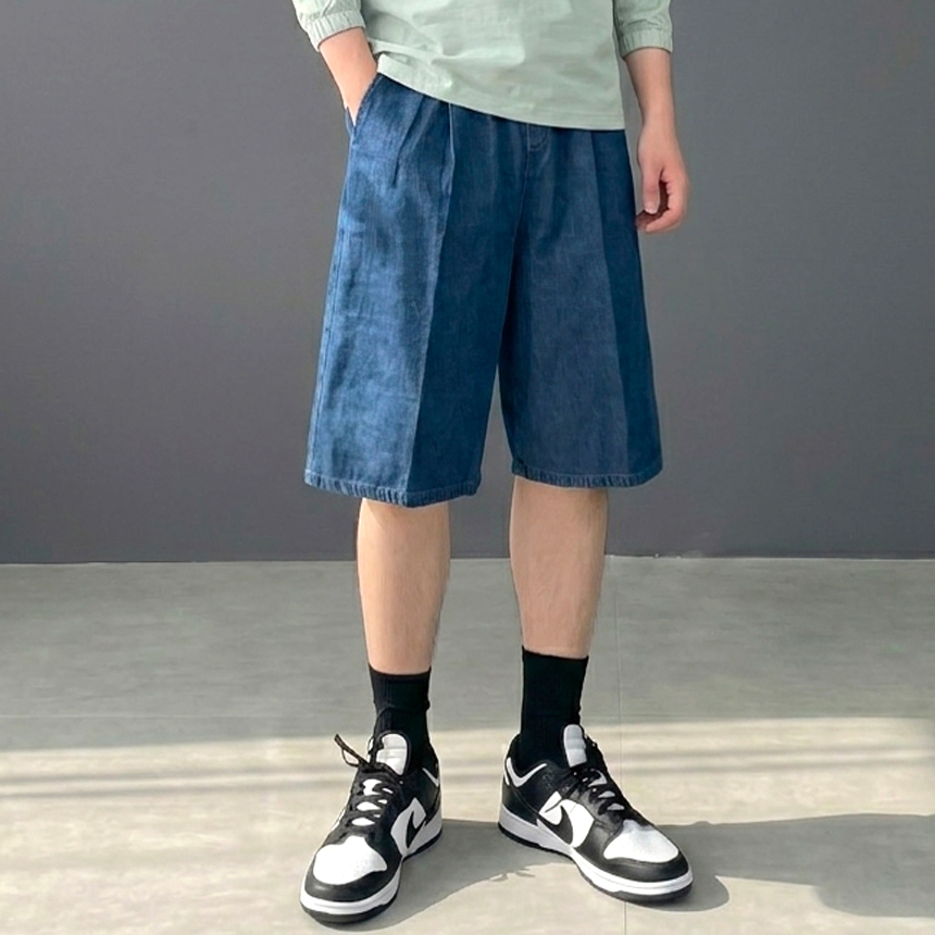 남성버뮤다청반바지 5부 와이드 데님 남자청반바지