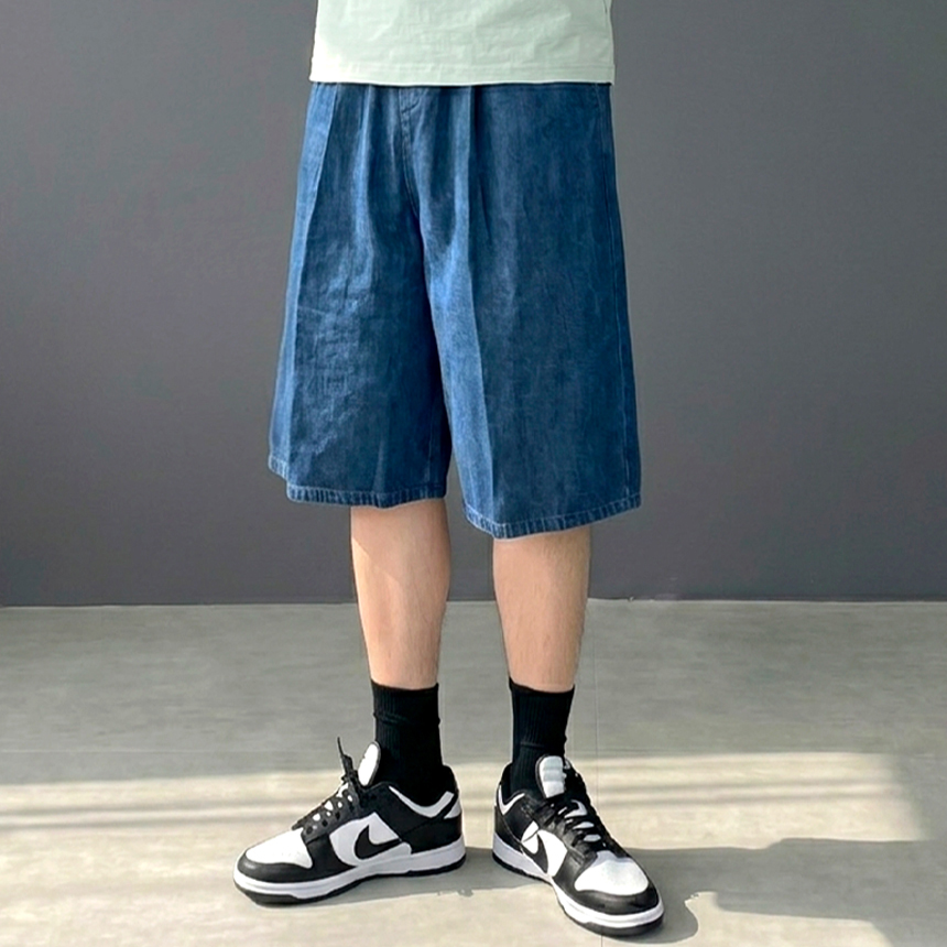 남성버뮤다청반바지 5부 와이드 데님 남자청반바지