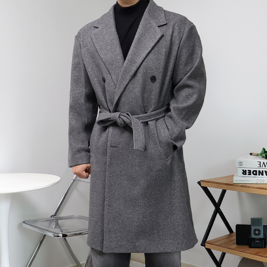 남자로브코트 더블 오버핏 롱 체스터코트
