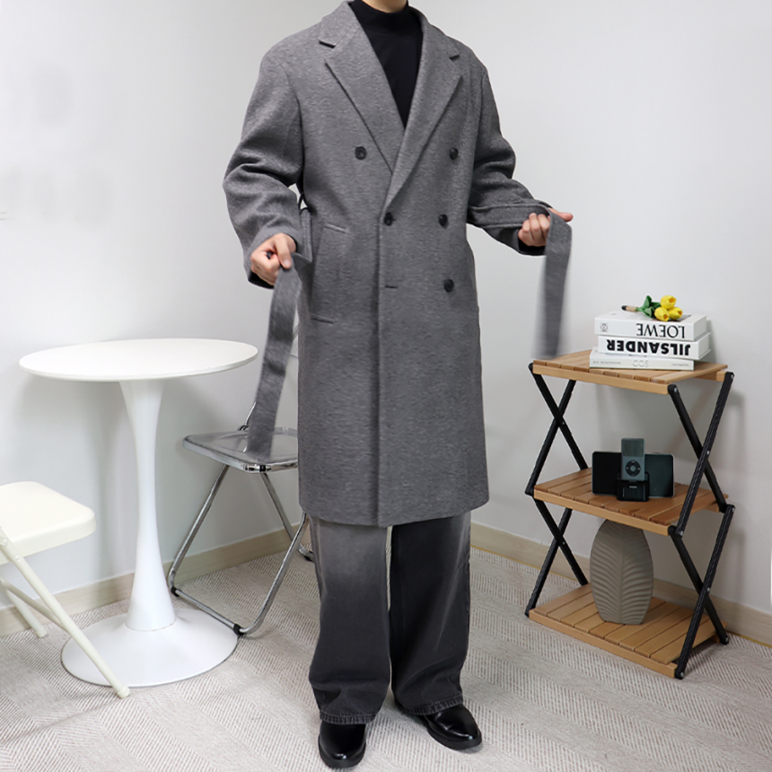 남자로브코트 더블 오버핏 롱 체스터코트