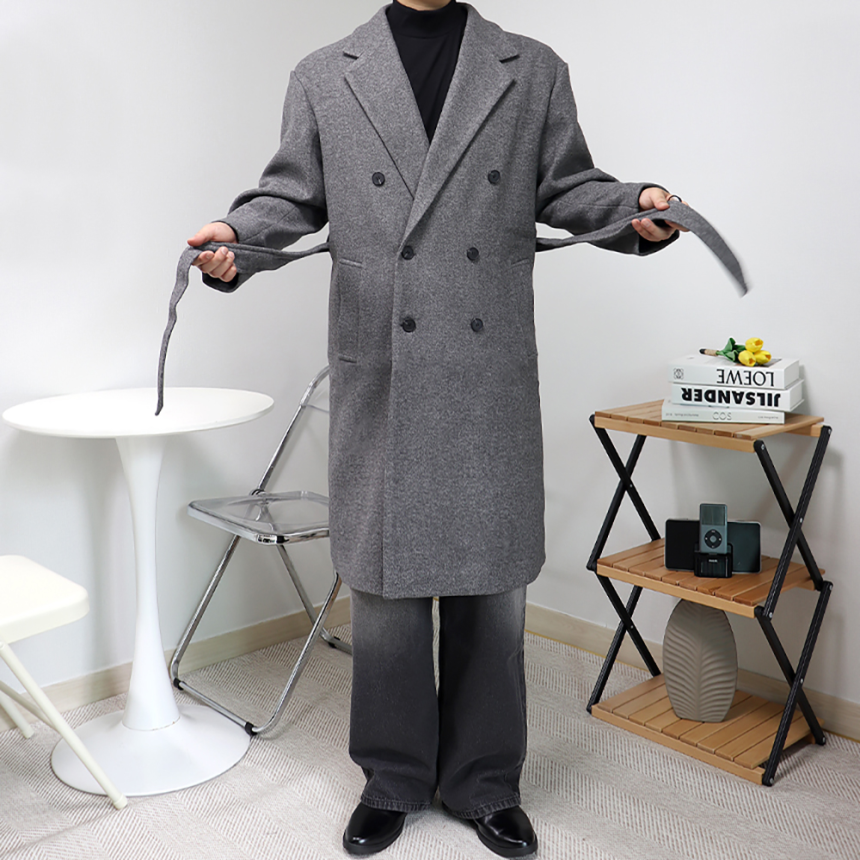 남자로브코트 더블 오버핏 롱 체스터코트
