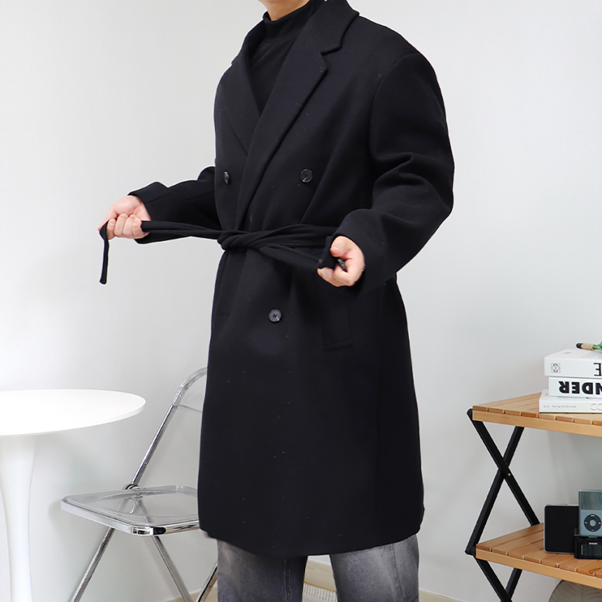 남자로브코트 더블 오버핏 롱 체스터코트