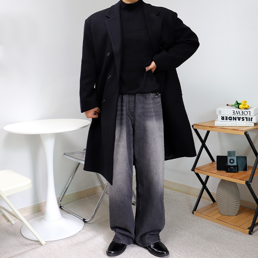 남자로브코트 더블 오버핏 롱 체스터코트