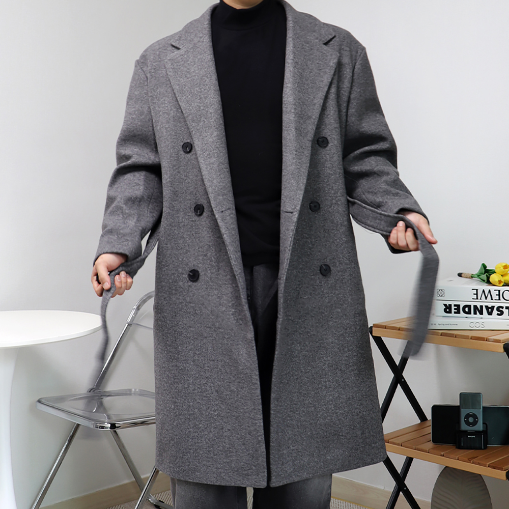 남자로브코트 더블 오버핏 롱 체스터코트