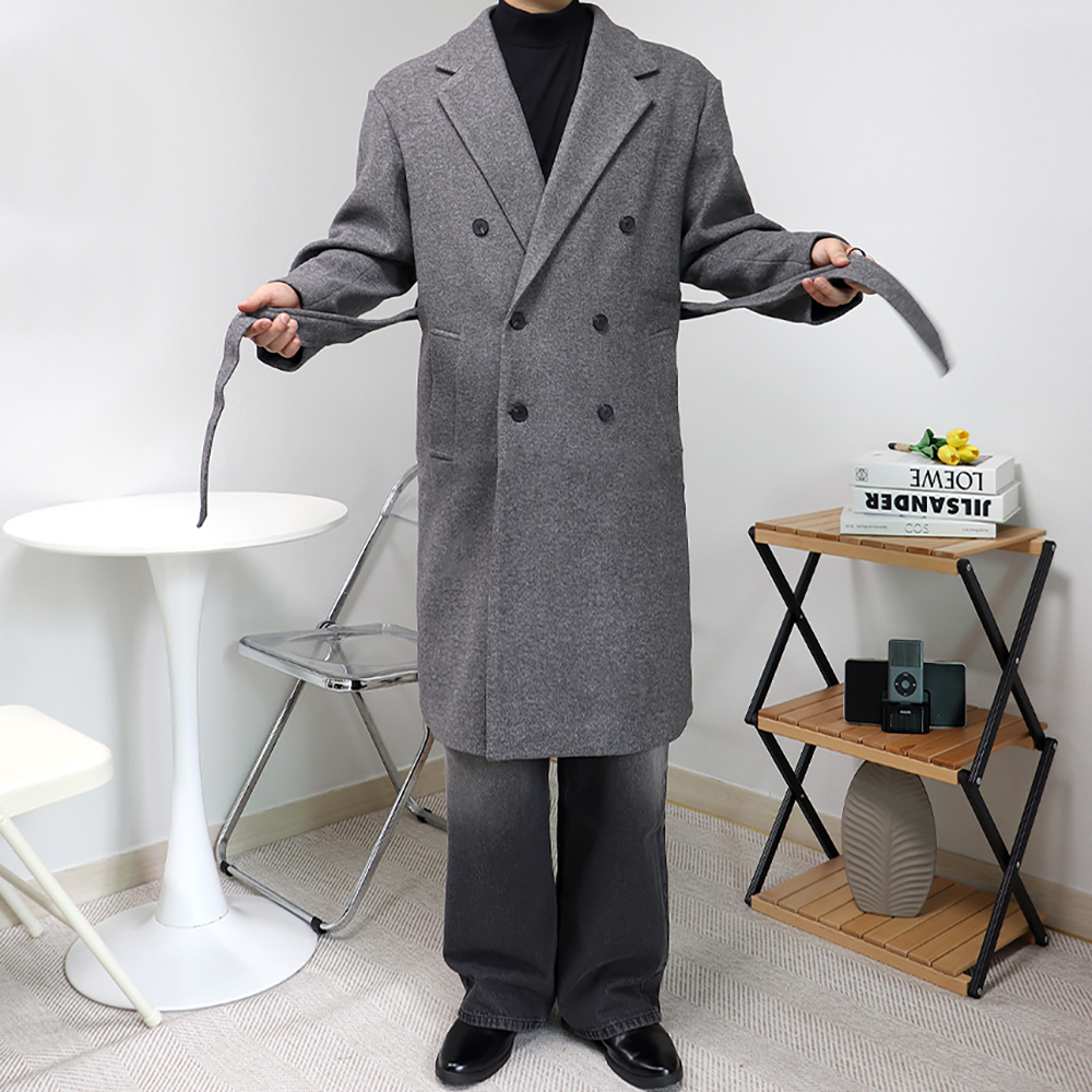남자로브코트 더블 오버핏 롱 체스터코트