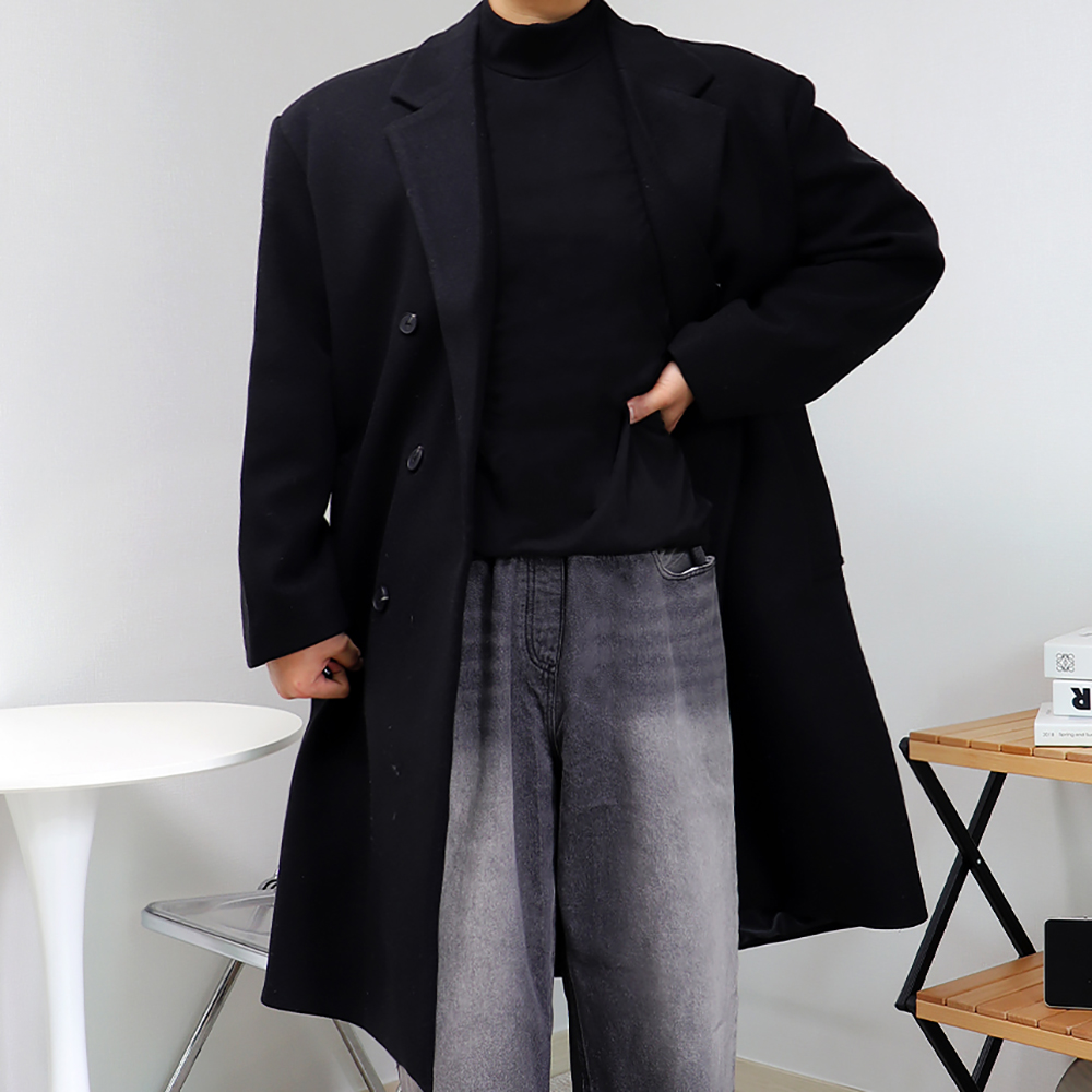 남자로브코트 더블 오버핏 롱 체스터코트