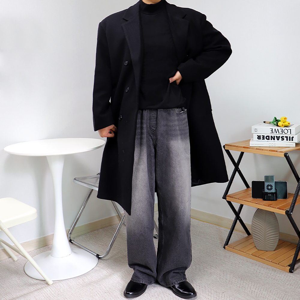 남자로브코트 더블 오버핏 롱 체스터코트