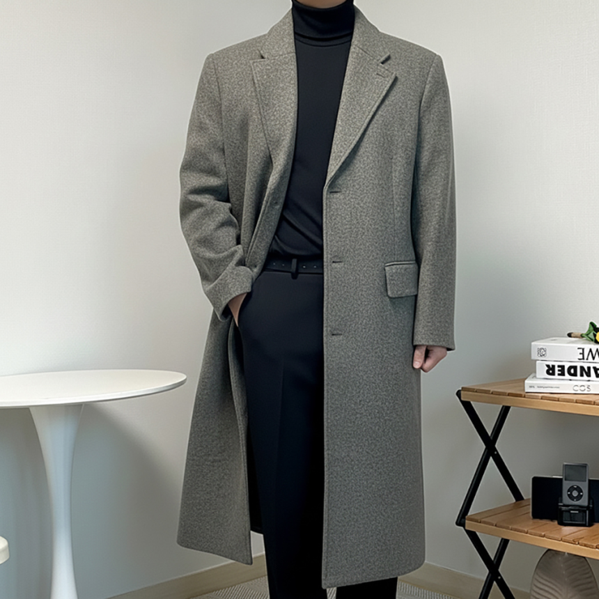 남성오버핏롱코트 체스터코트