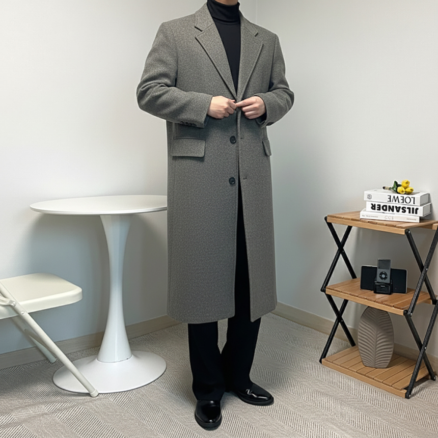 남성오버핏롱코트 체스터코트