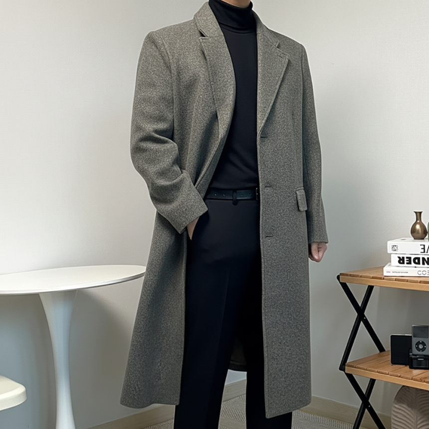 남성오버핏롱코트 체스터코트