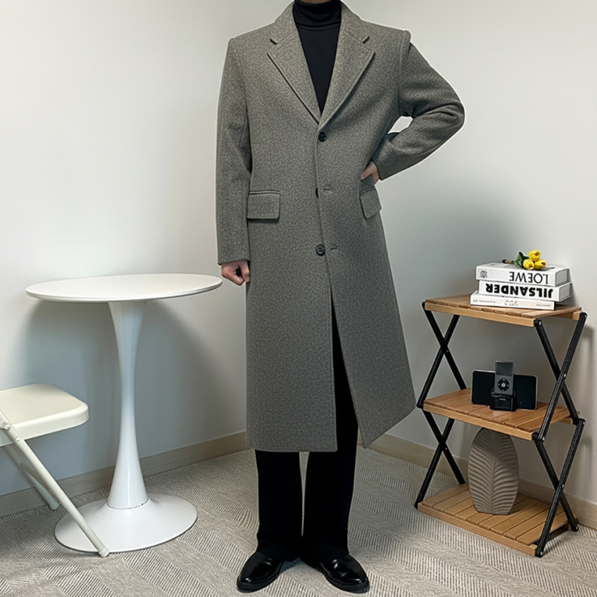 남성오버핏롱코트 체스터코트