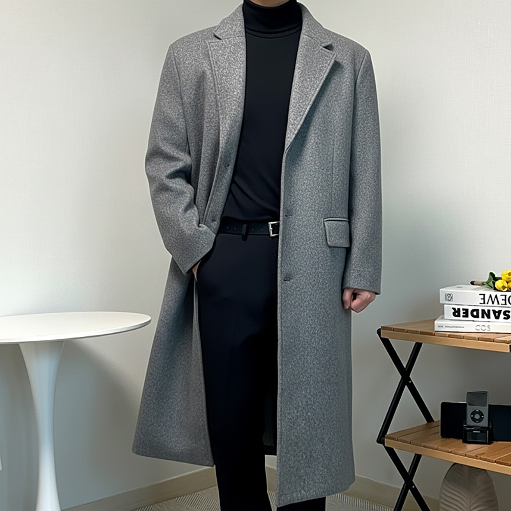 남성오버핏롱코트 체스터코트