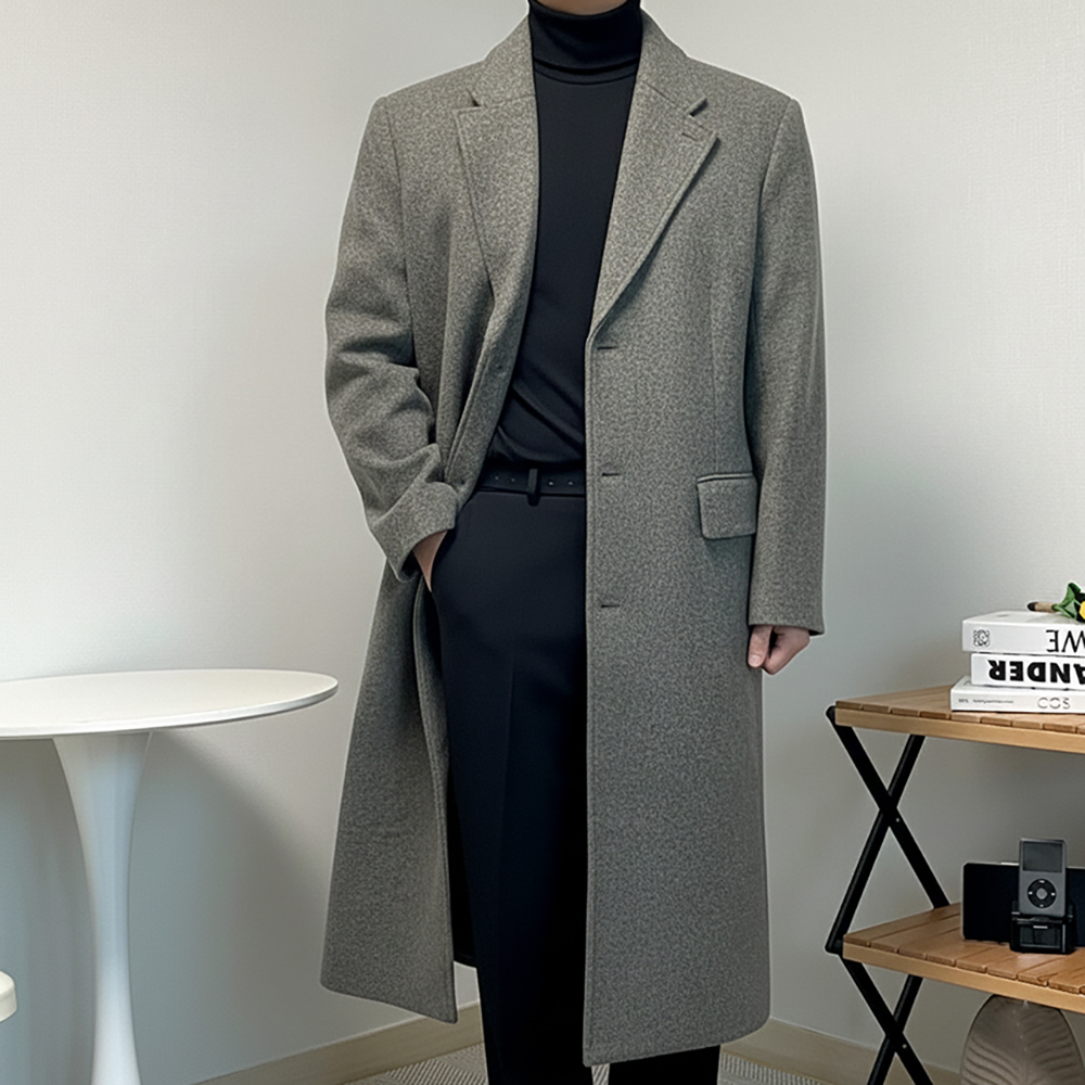 남성오버핏롱코트 체스터코트