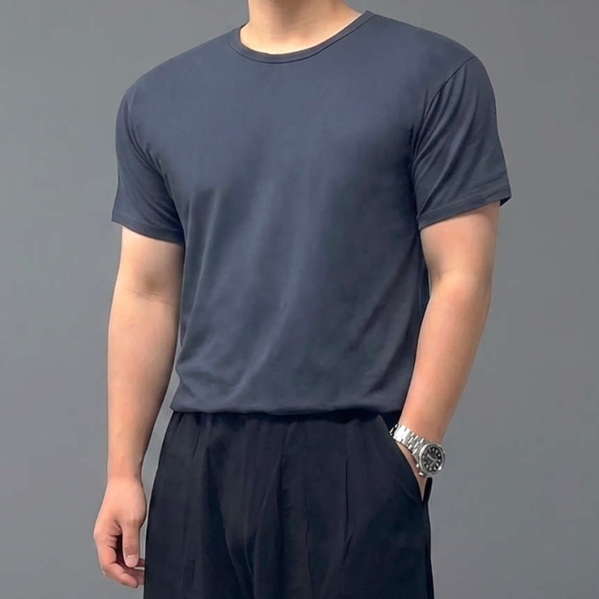 남자 크롭 10수 흰색 랍빠 반팔 티셔츠