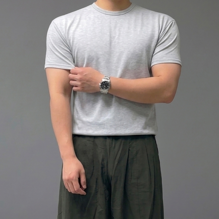 남자 크롭 10수 흰색 랍빠 반팔 티셔츠