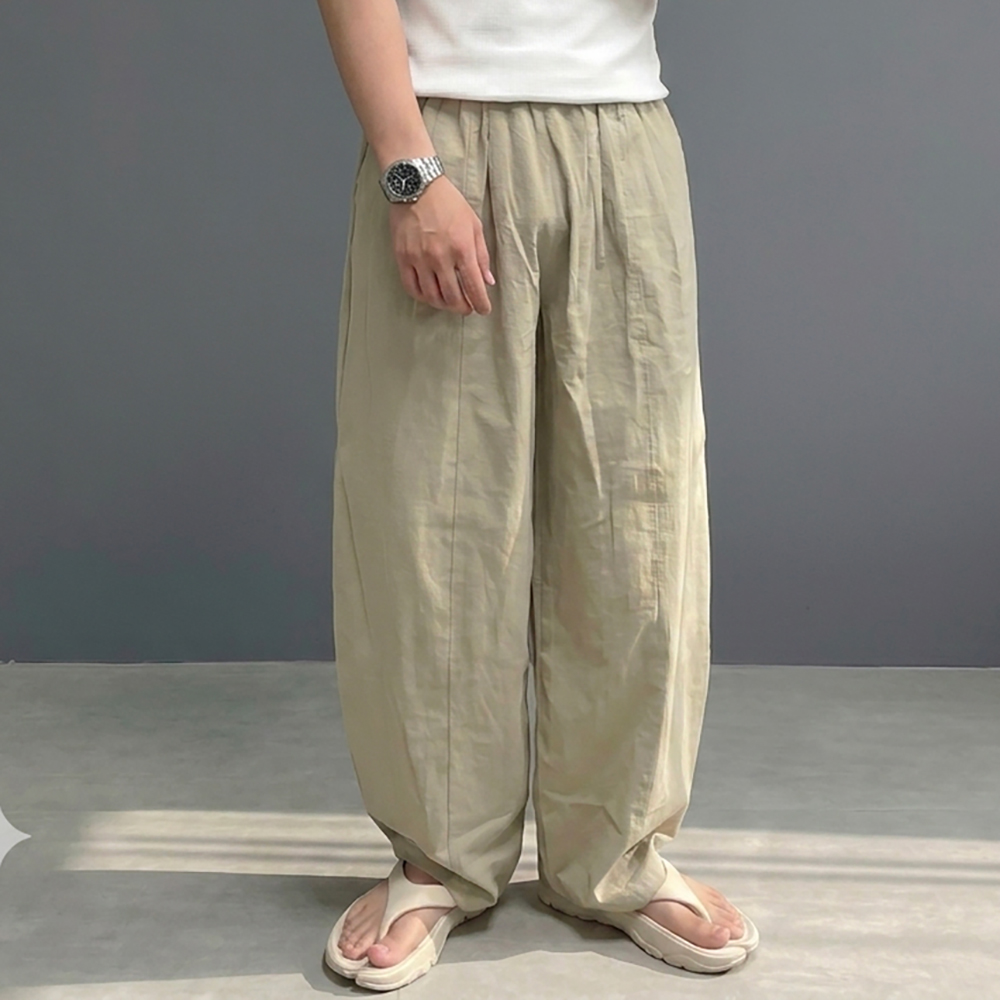 남자 시어서커 팬츠 벌룬 린넨 마 와이드 바지