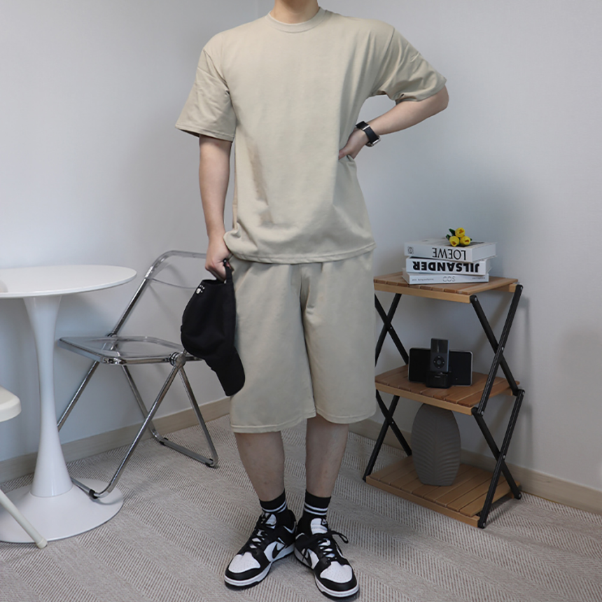 피그먼트셋업 남자반팔셋업 두꺼운반팔티
