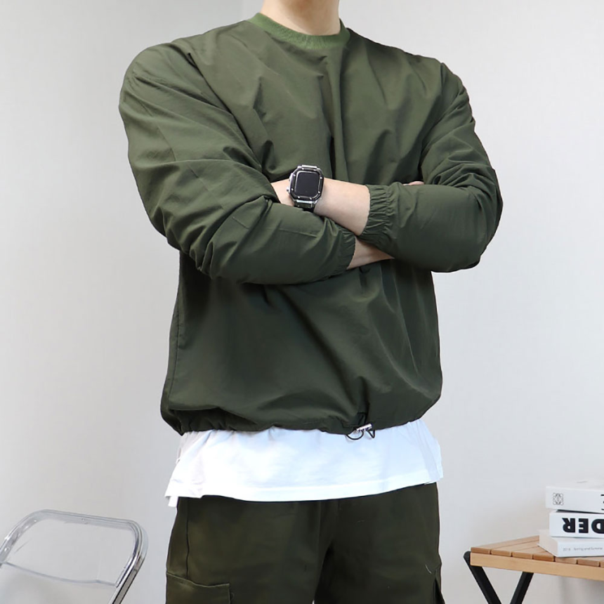 우븐맨투맨 나일론 바람막이맨투맨