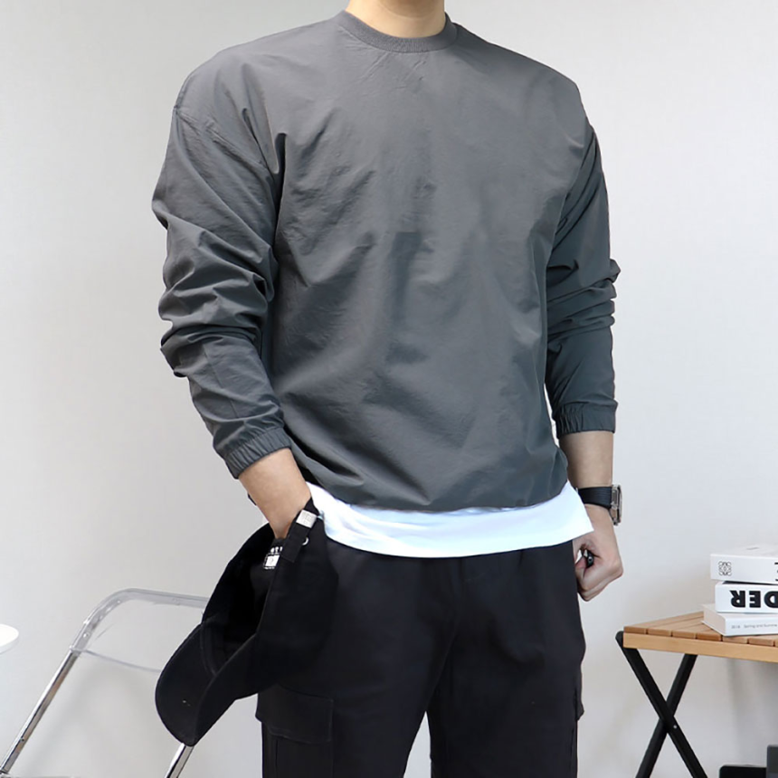 우븐맨투맨 나일론 바람막이맨투맨