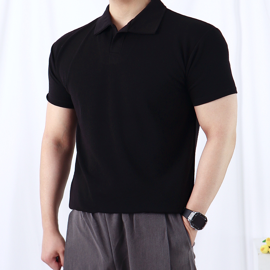 니트카라티 머슬핏반팔니트 오픈카라 워셔블