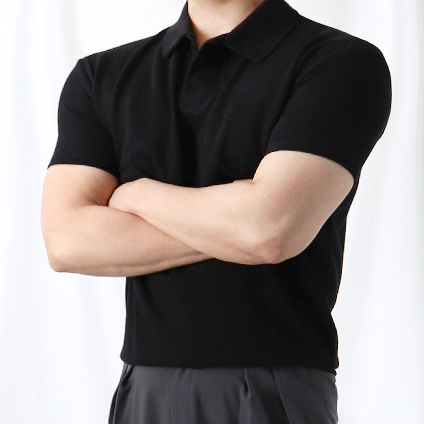 남자반팔카라니트 머슬핏반팔니트 워셔블