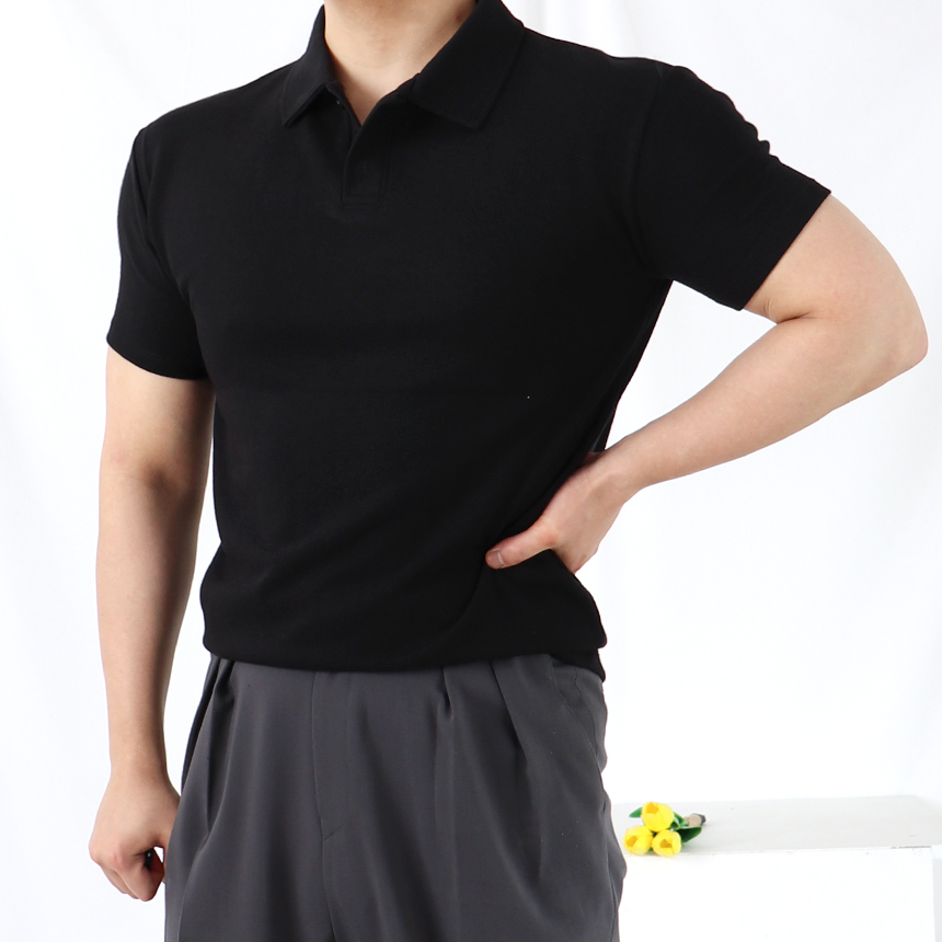 남자반팔카라니트 머슬핏반팔니트 워셔블